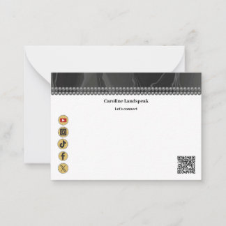 Elegante schwarze Seide, Social Media & QR Code Mitteilungskarte