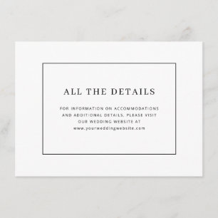 Elegante schwarze Serifen-Hochzeitsinformationskar Begleitkarte