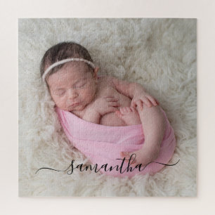 Elegante schwarze Signatur Name Foto mit Schnörkel