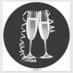 Elegante schwarze silberne Champagner-Glas-Aufkleb Aufkleber