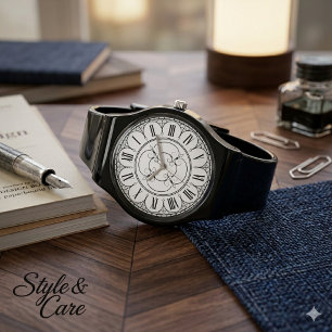 Elegante schwarze Silikon-Armbanduhr im minimalist Armbanduhr