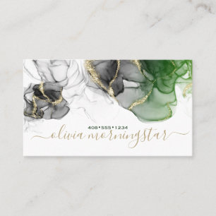 Elegante schwarze Smaragd-Gold-Akzent-Alkohol-Tint Visitenkarte