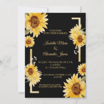 Elegante schwarze Sonnenblume Gold Herbst-Hochzeit