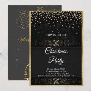 Elegante, schwarze Sterne - Einladung