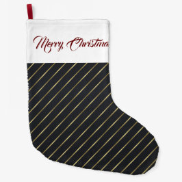 Elegante schwarze Streifen Großer Weihnachtsstrumpf