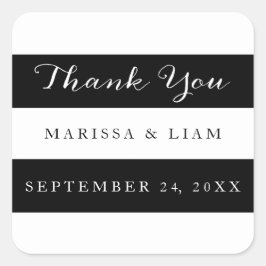 Elegante schwarze Streifen Hochzeit Danke Stickers