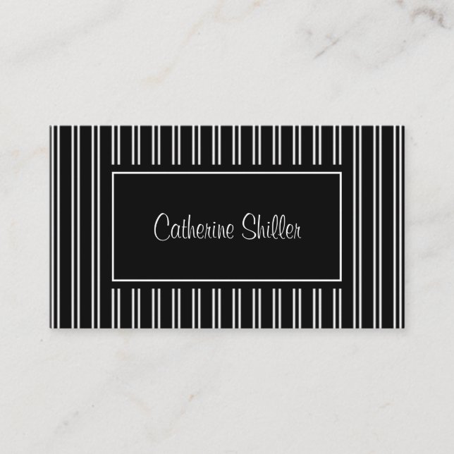 Elegante schwarze Streifen Visitenkarte (Vorderseite)