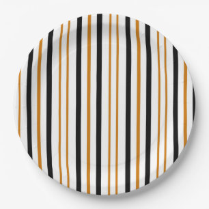 Elegante Schwarze Terracotta Gestreift Moderne Vin Pappteller
