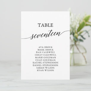 Elegante Schwarze Tischnummer 17 Sitzkarte