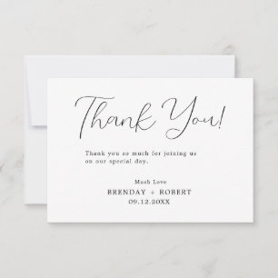 Elegante schwarze Typografie auf der White Dankesc Dankeskarte
