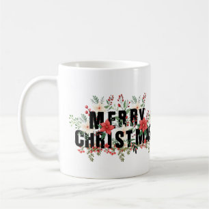 Elegante Schwarze Typografie Frohe Weihnachten Kaffeetasse