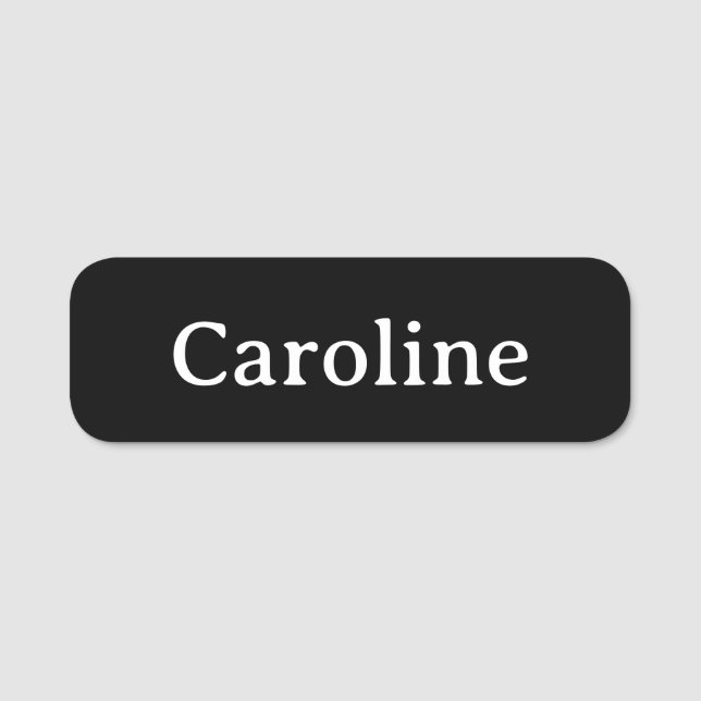 Elegante Schwarze Typografie Moderner Name Persona Namensschild (Vorderseite)
