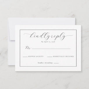 Elegante schwarze typografische RSVP Karte
