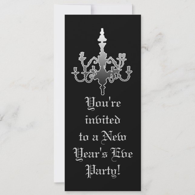 Elegante schwarze u. silberne einladung (Vorderseite)