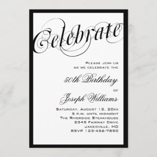 Elegante Schwarze u. Weiß-50. Einladung