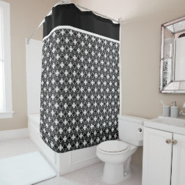 Elegante schwarze u. weiße doppelte Quatrefoil Duschvorhang