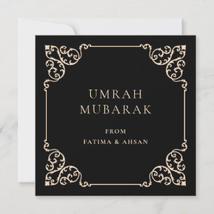 Elegante schwarze Umrah Mubarak Grußkarte Feiertagskarte