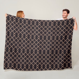 Elegante schwarze und beige geometrische Fliesblan Fleecedecke