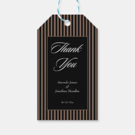 Elegante schwarze und braune Streifen Danke Geschenkanhänger