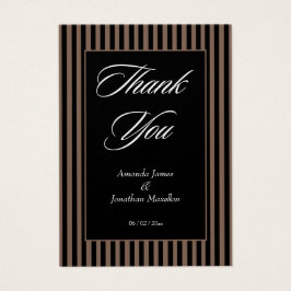 Elegante schwarze und braune Streifen Danke Karte