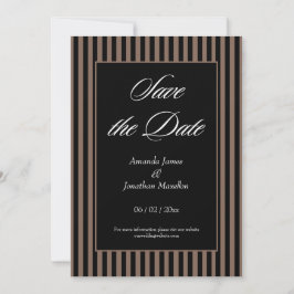 Elegante schwarze und braune Streifen Save the Dat Einladung
