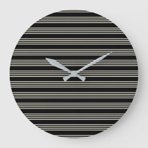 Elegante schwarze und cremefarbene horizontale Str Große Wanduhr