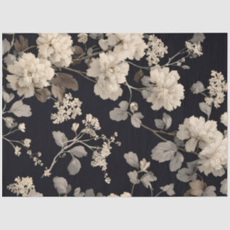 Elegante schwarze und cremefarbene Pfingstrosen-Bl Seidenpapier
