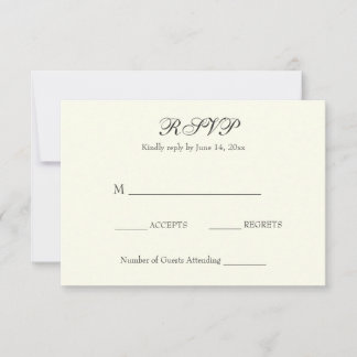 Elegante schwarze und elfenbeinfarbene Hochzeit RSVP Karte
