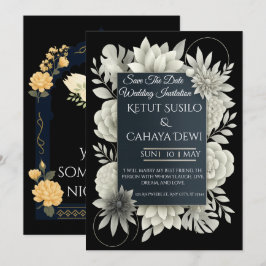 Elegante schwarze und elfenbeinfarbene Hochzeitsei Einladung