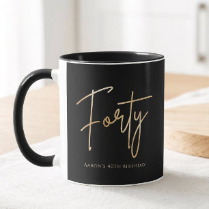 Elegante schwarze und goldene 40. Geburtstagsfeier Tasse