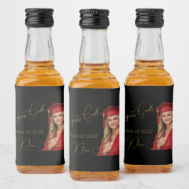 Elegante schwarze und goldene Abschlussfeier Alkoholflaschenetikett