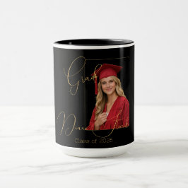 Elegante schwarze und goldene Abschlussfeier Tasse