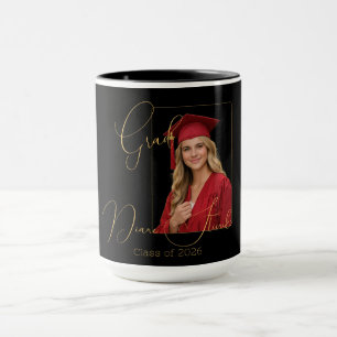 Elegante schwarze und goldene Abschlussfeier Tasse