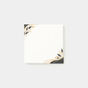 Elegante schwarze und goldene botanische Korrespon Post-it Klebezettel