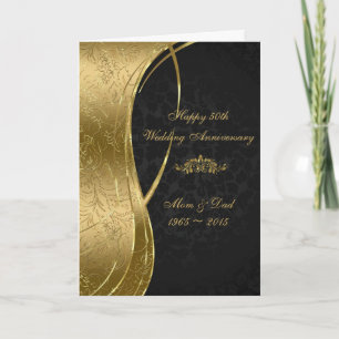 Elegante schwarze und goldene Damaststoffe Karte