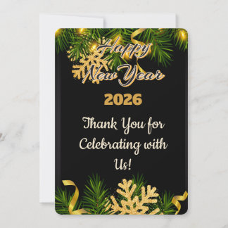 Elegante schwarze und goldene Danke Karte zum Neuj