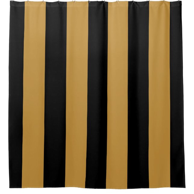 Elegante schwarze und goldene, fette vertikale Str Duschvorhang (Vorderseite)