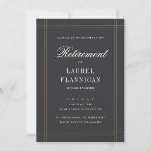 Elegante schwarze und goldene formelle Ruhestandsf Einladung
