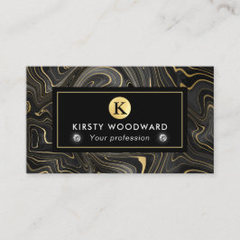 Elegante schwarze und goldene Geode Strata Texture Visitenkarte