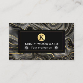 Elegante schwarze und goldene Geode Strata Texture Visitenkarte