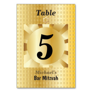 Elegante schwarze und goldene geometrische Bar Miz Tischnummer