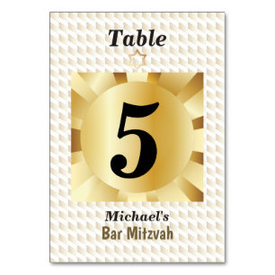 Elegante schwarze und goldene geometrische Bar Miz Tischnummer