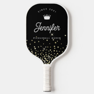 Elegante schwarze und goldene Glitter-Pickleball-K Pickleball Schläger