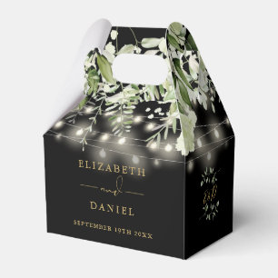 Elegante schwarze und goldene Grünpflanzen-Lichter Geschenkschachtel