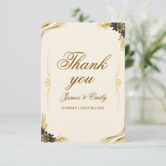 Elegante schwarze und goldene Hochzeit Begleitkarte