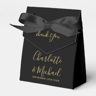 Elegante schwarze und goldene Hochzeit Danke Geschenkschachtel