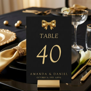 Elegante schwarze und goldene Hochzeit goldene Sch Tischnummer