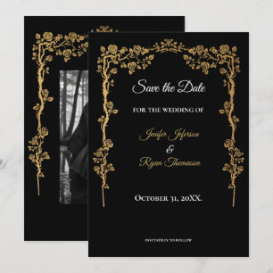 Elegante schwarze und goldene Hochzeit - Rettet da Ankündigung