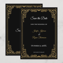 Elegante schwarze und goldene Hochzeit - Termin vo