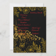 Elegante schwarze und goldene Hochzeits-Detailkart